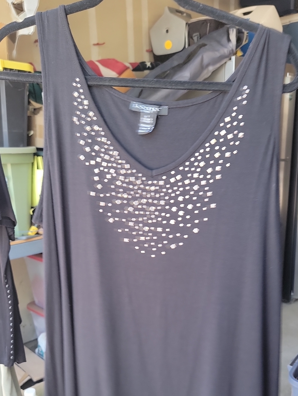Liz Claiborne Black Tank Top with Silver Stud Accents